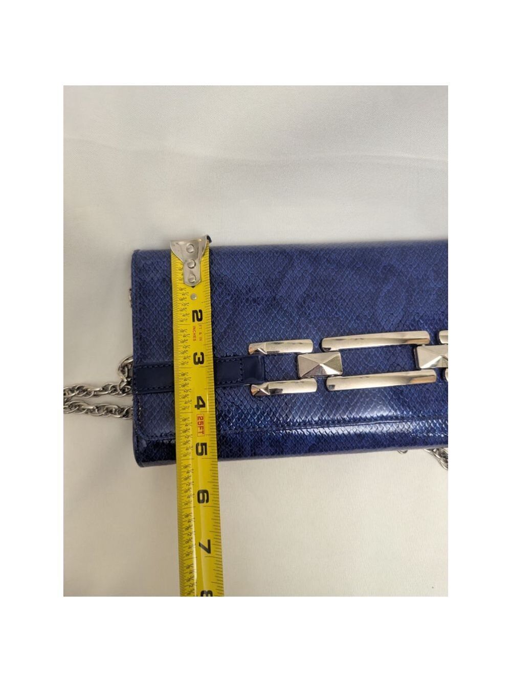 White House Black Market Blue Faux Snakeskin Clutch - Picture 11 of 13